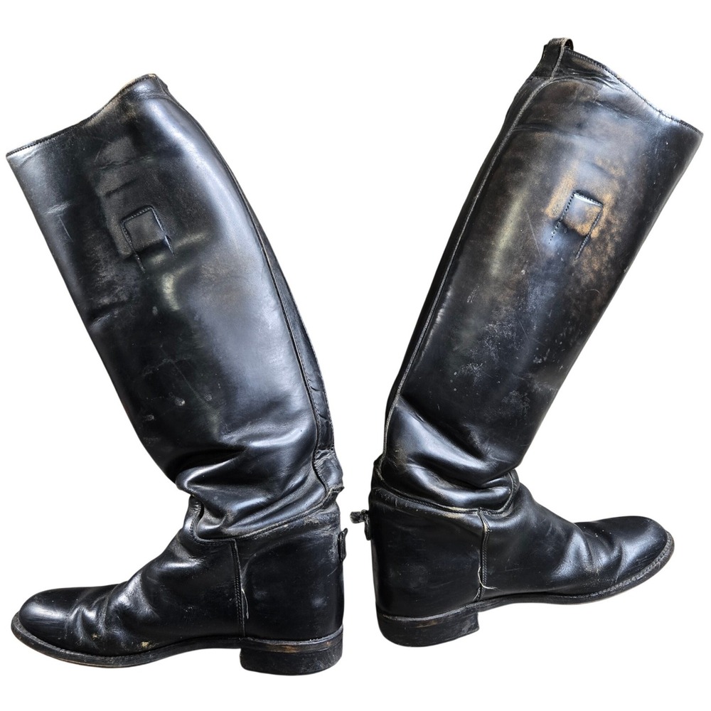 Dehner Custom Equestrian Riding Tall Boots Mens Black Leather Vintage Size 17"